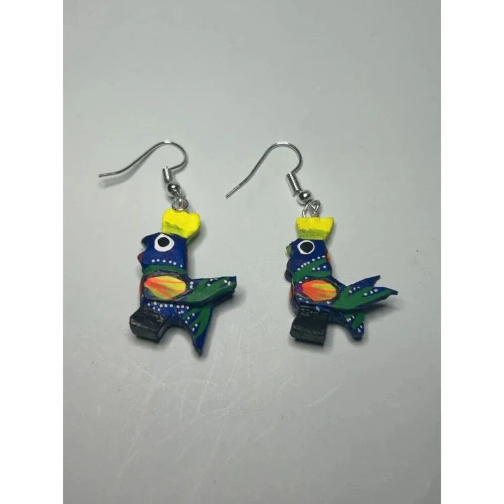 Handmade Alebrije Bird Earrings – Mexican Folk Art Artisan Jewelry